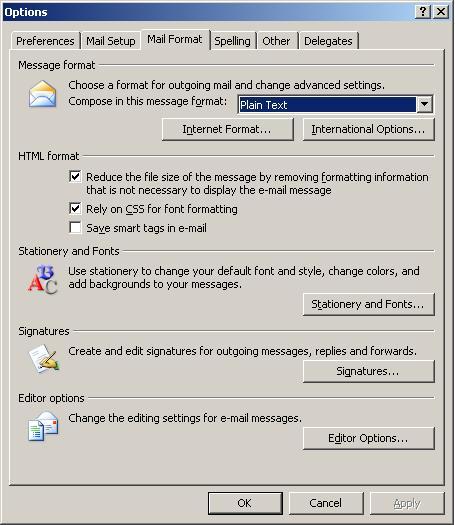Mail Format Options